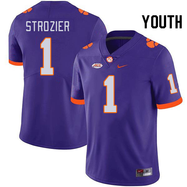 Youth #1 Branden Strozier Clemson Tigers College Football Jerseys Stitched-Purple